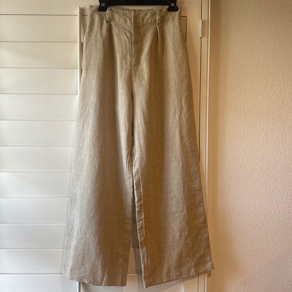 FAITHFULL THE BRAND NEW Ida Linen Wide Leg Pants Natural 6 M - Picture 5 of 10